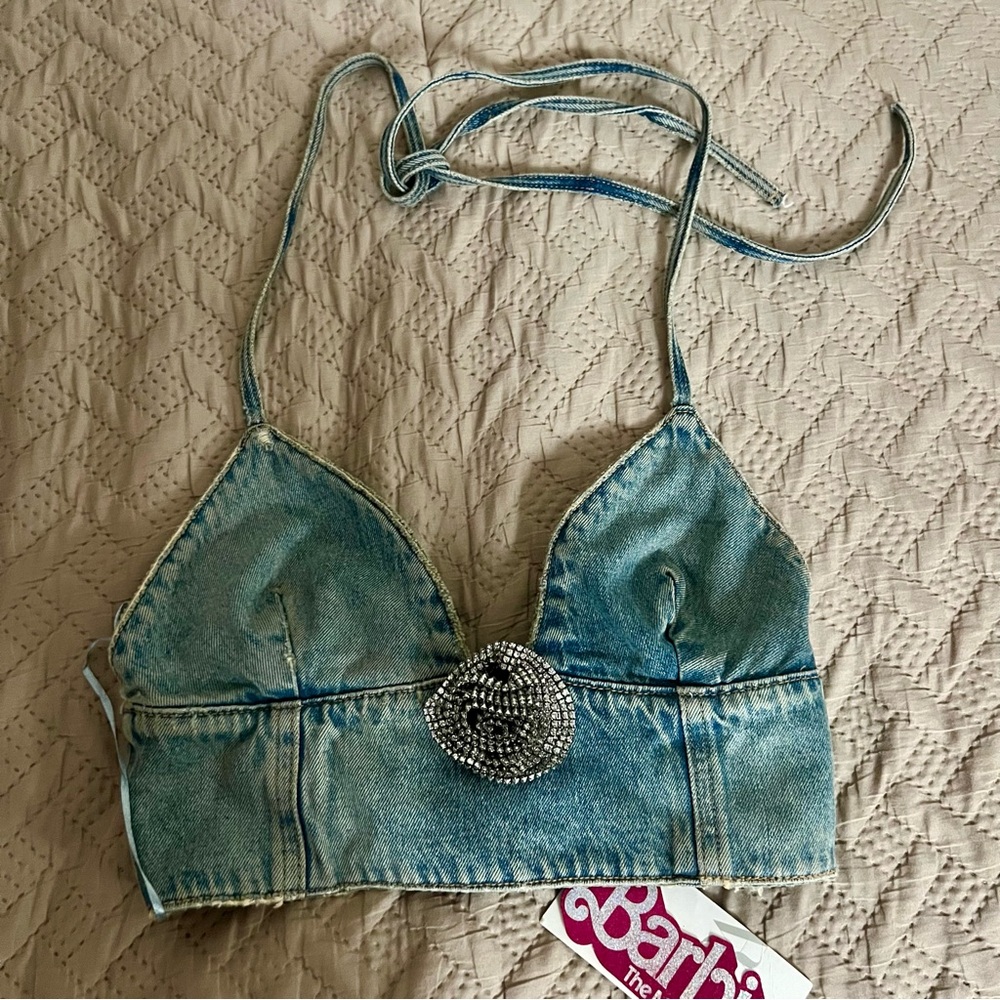 Zara Denim Halter Top NWT